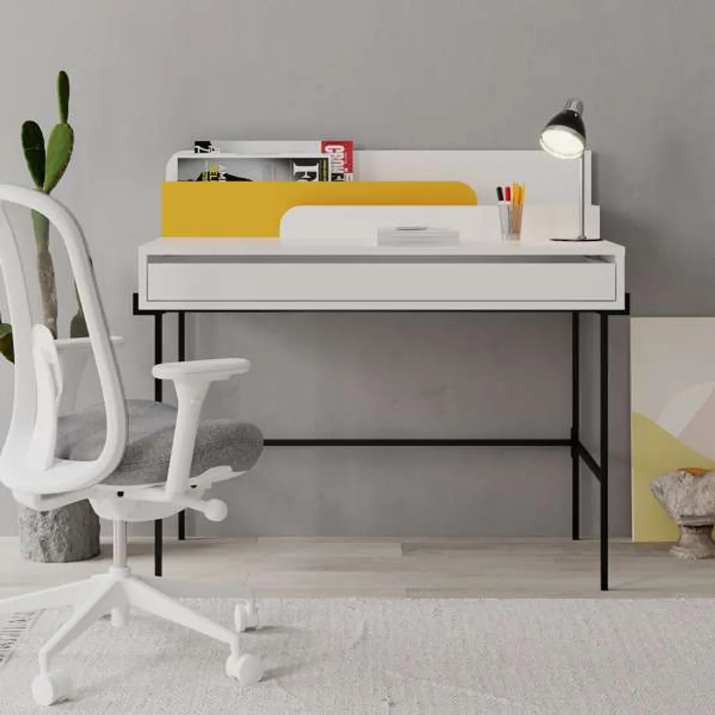 Bureau Blanc Moderne Leila Senfre - Table de Travail Large et Stable - 2