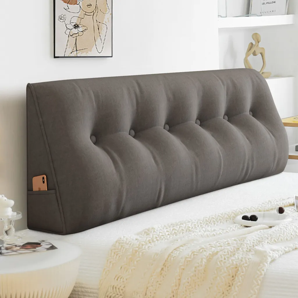 Coussin triangulaire lombaire 200cm gris foncé contre le mal de dos lit