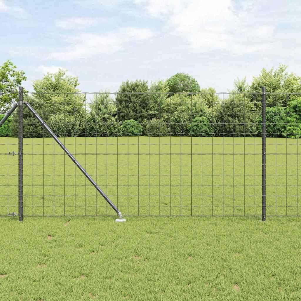 Maison Exclusive - Zaun mit Pfosten Grau 1 x 25 m Stahl