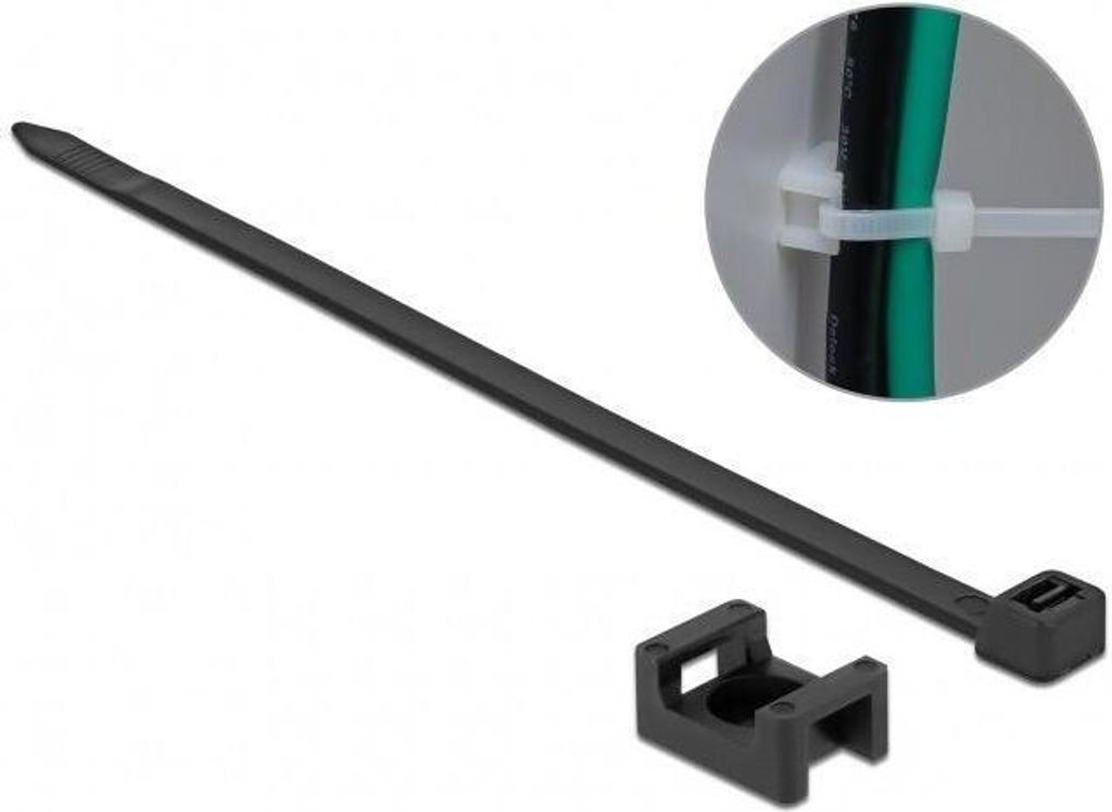DELOCK Schraubhalter 23x16mm mit KBI L 150x B 7,2mm schwarz