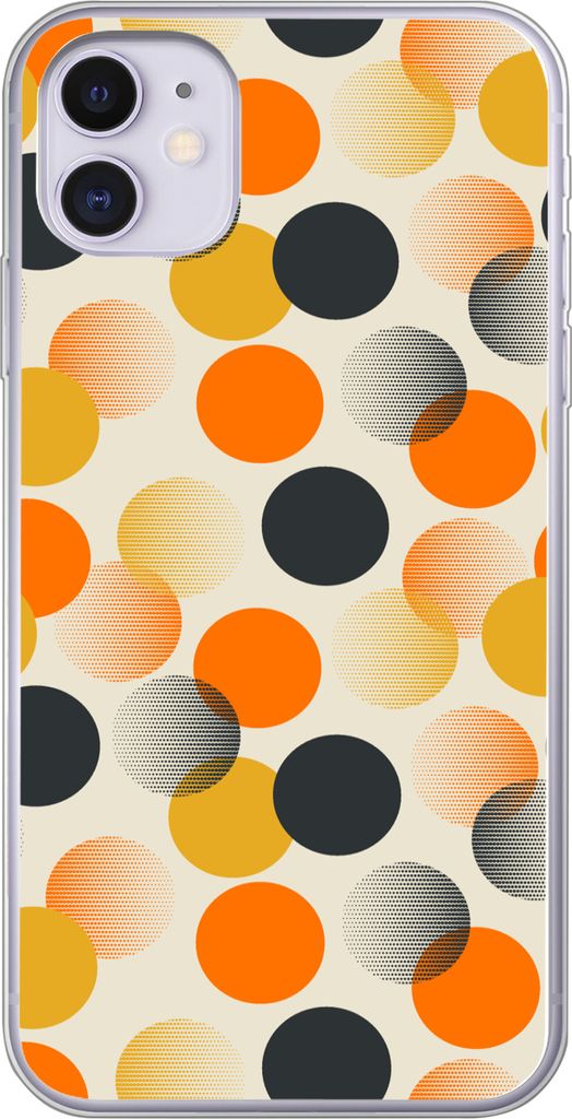 MuchoWow Handyhülle Schutzhülle Hülle für Telefoonhoesje iPhone 11 Tupfen - Design - Retro - Orange Silikon Softcase Handy Hülle - Handytasche