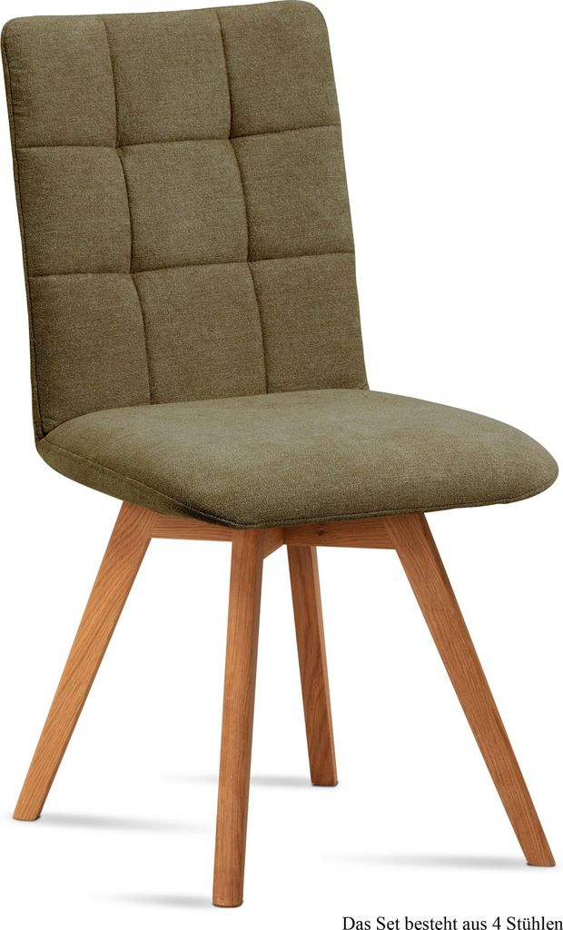 Esszimmerstuhl (4er-Set) Dinny 47x91x60 Eiche geölt/Olivgrün