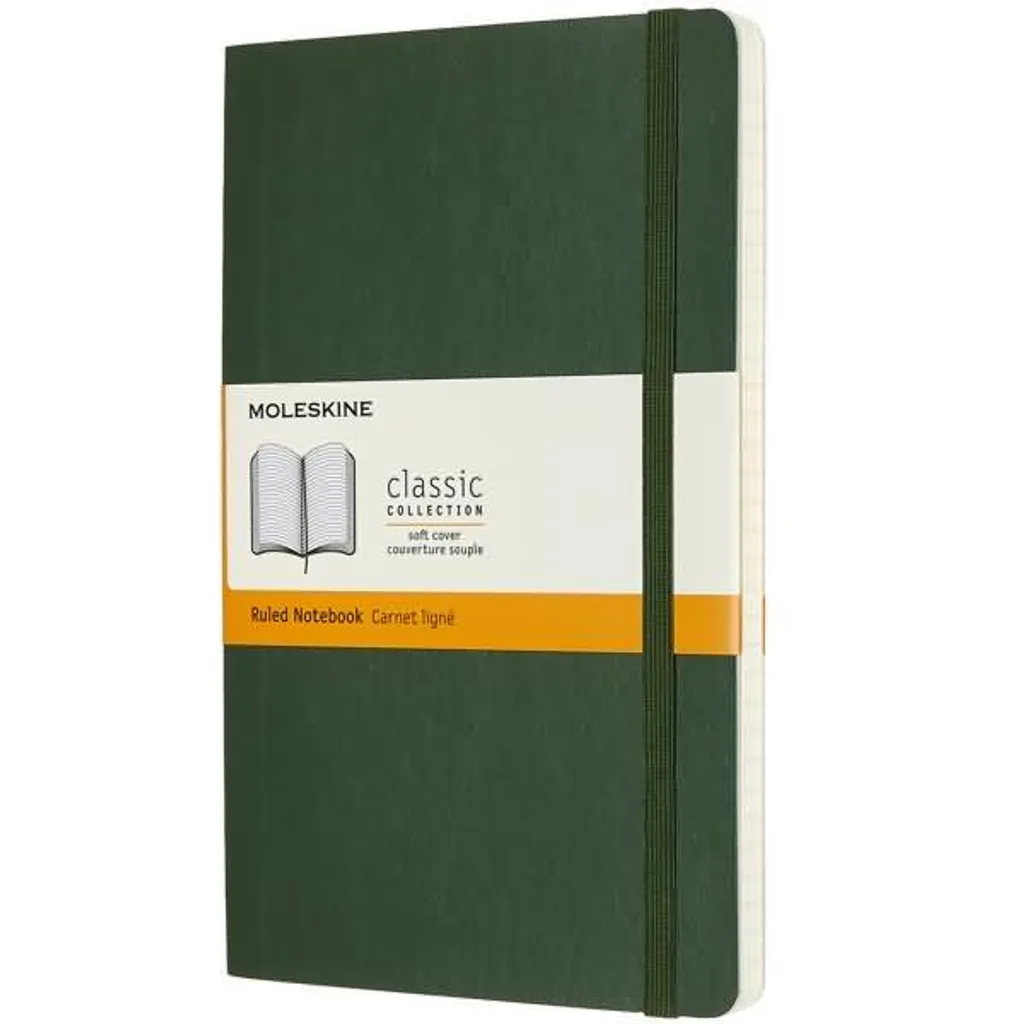 Cahier de Notes A5 Moleskine Ligné Vert Myrte avec Couverture Flexible