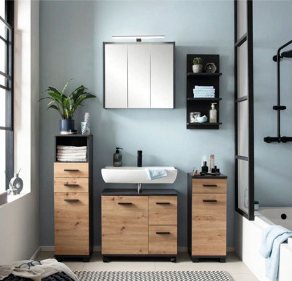 Highboard Möbelpartner Palermo BxHxT 59.8x110.5x32.6 cm artisan eiche/anthrazit