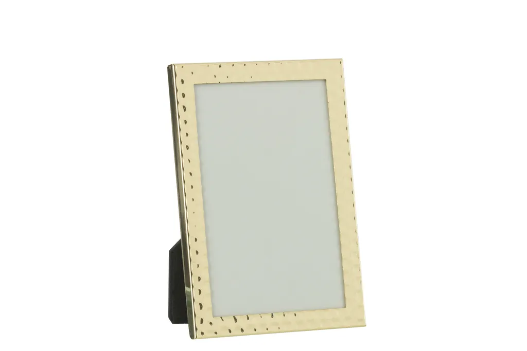 Cadre photo J-Line 15x20 cm bord martelé en métal doré design élégant