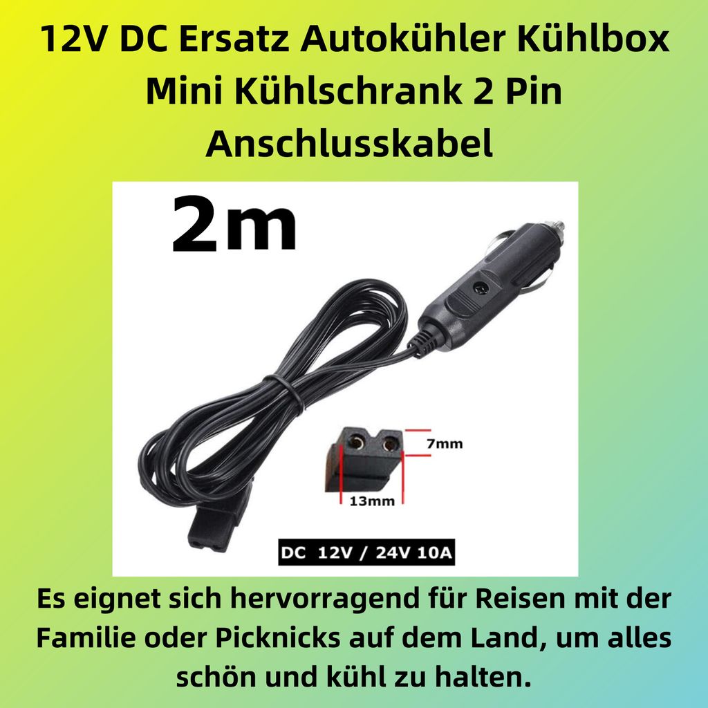 2m 12V DC Ersatz Auto Kühler Kühlbox Mini Kühlschrank Kabel