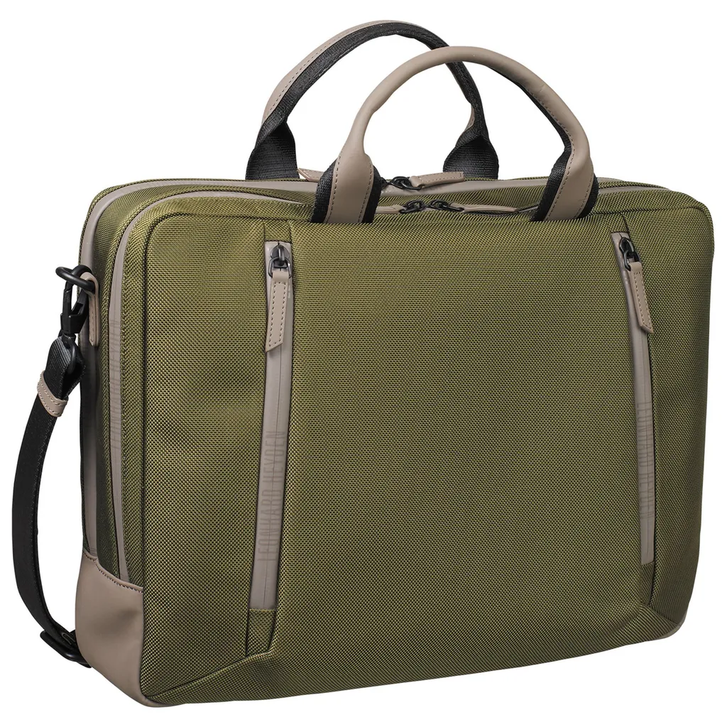 Porte-documents en cuir Helsinki Olive pour Ordinateur avec 2 Soufflets
