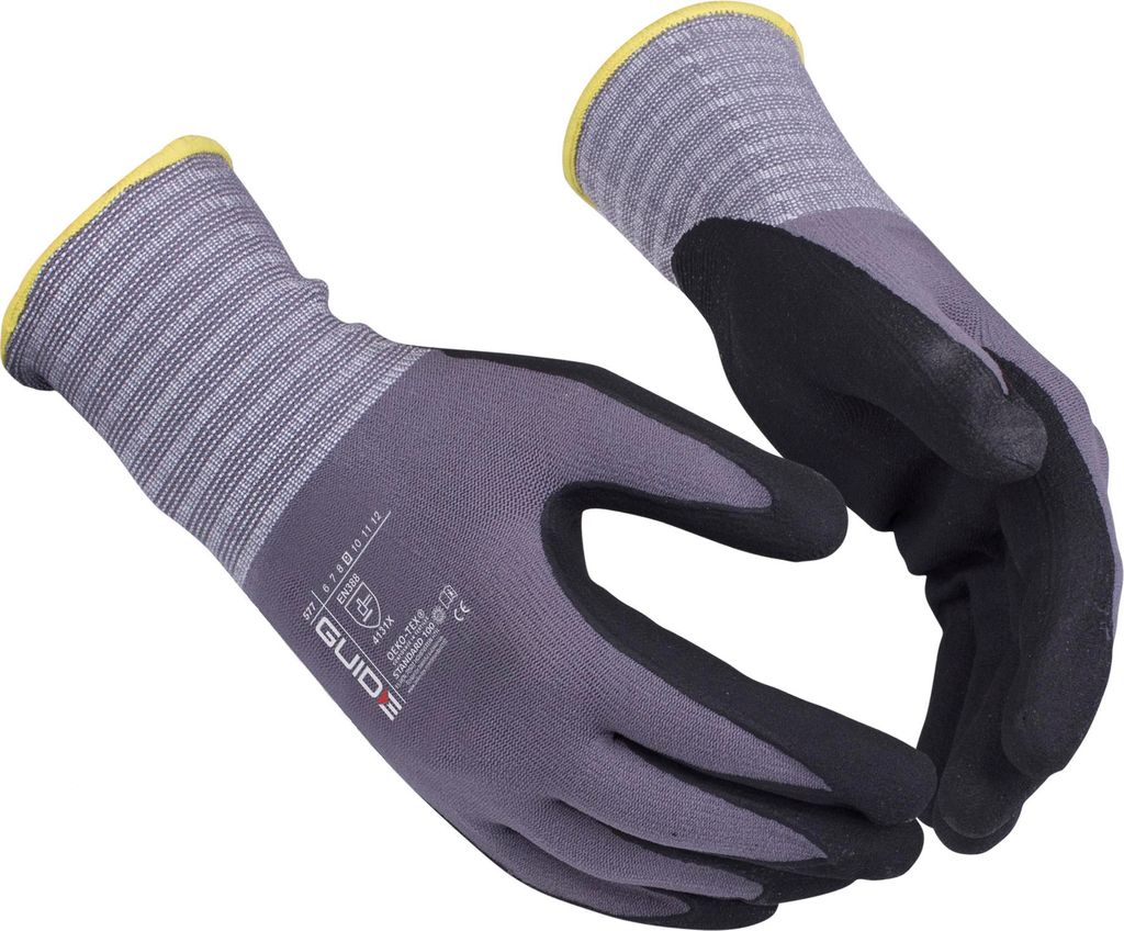 A pair of work gloves on a white background.