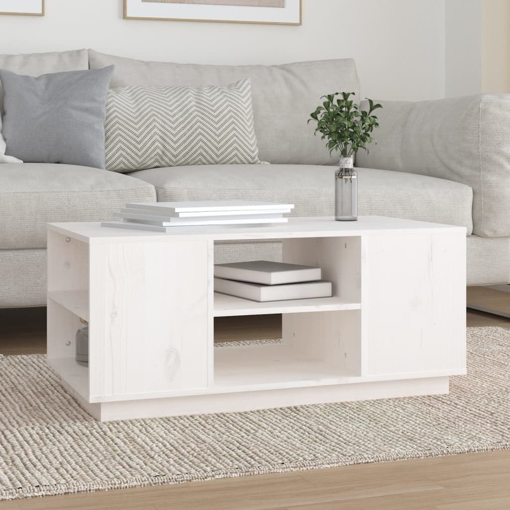 vidaXL Couchtisch Weiß 90x49x40,5 cm Massivholz Kiefer - Couchtisch - Couchtische - Beistelltisch - Sofatisch
