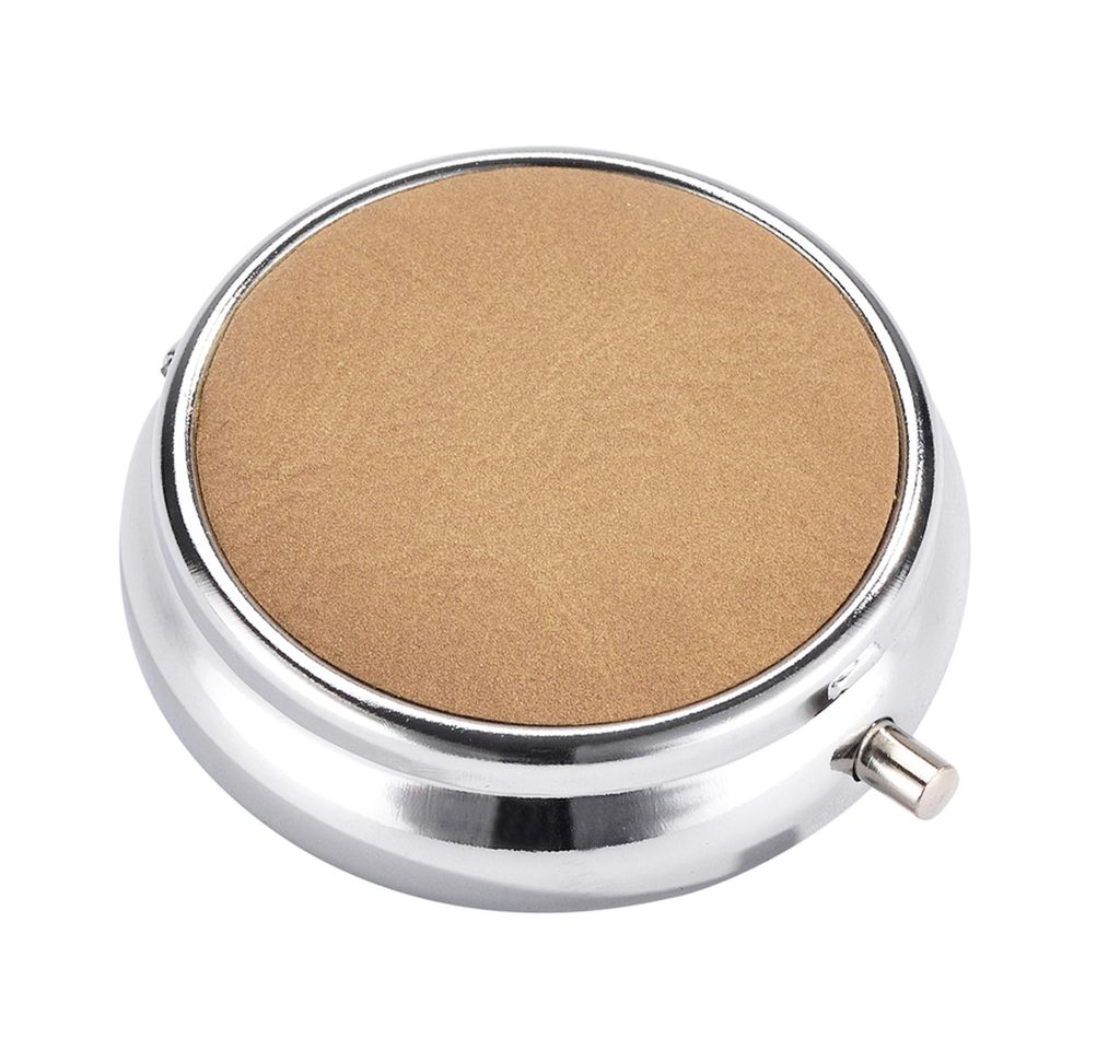 Taschen ASCHENBECHER "Leder" Ø5cm mit Deckel aus Metall rund mini mit Ablagefläche Taschenaschenbecher Reise Outdoor Reiseaschenbecher 72 (Creme)