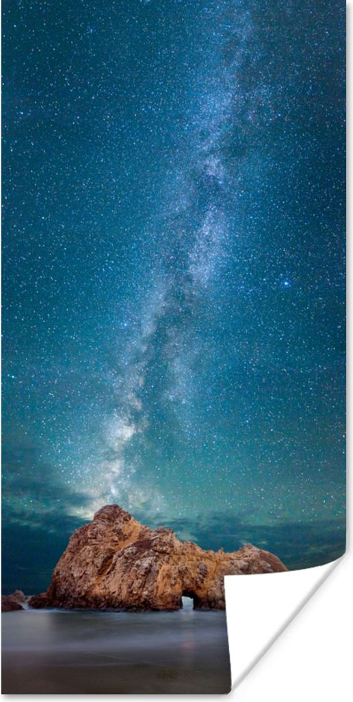 MuchoWow Poster Der Himmel beleuchtet den Pfeiffer Beach in Big Sur America. 60x120 cm - Wandschmuck