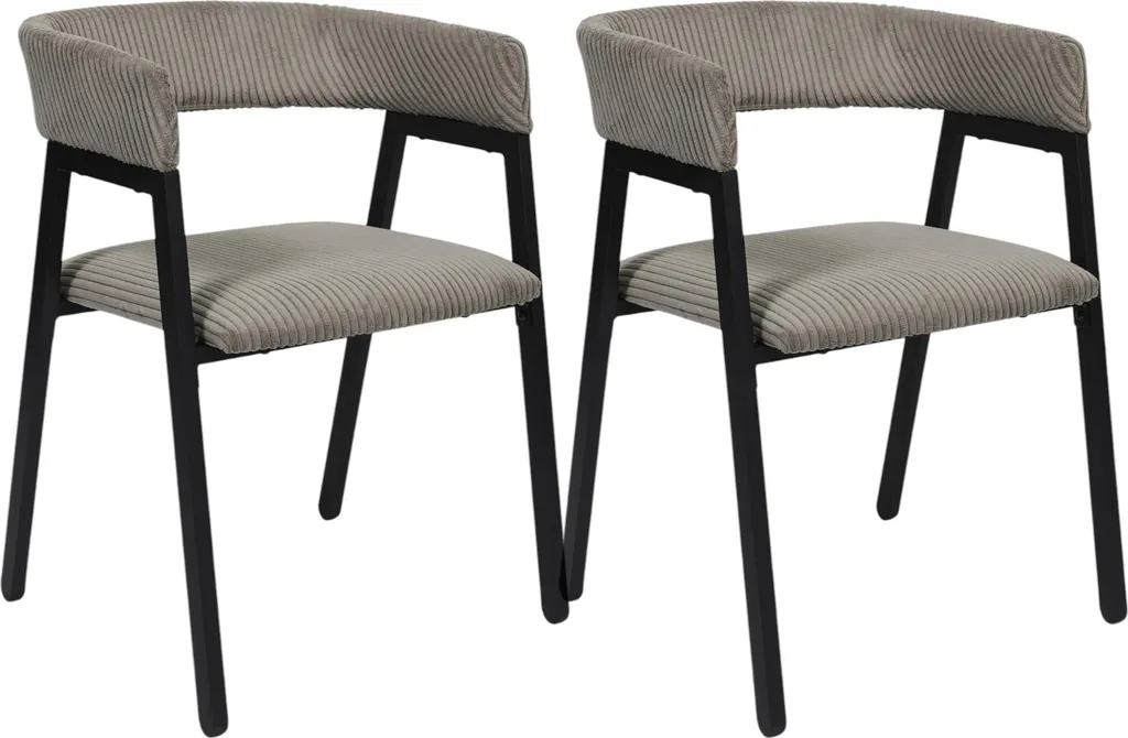 Lot de 2 fauteuils design en velours côtelé Scott taupe chic