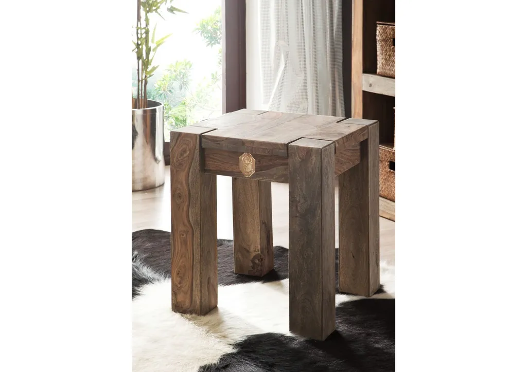 Tabouret robuste pour petits espaces en bois de palissandre gris