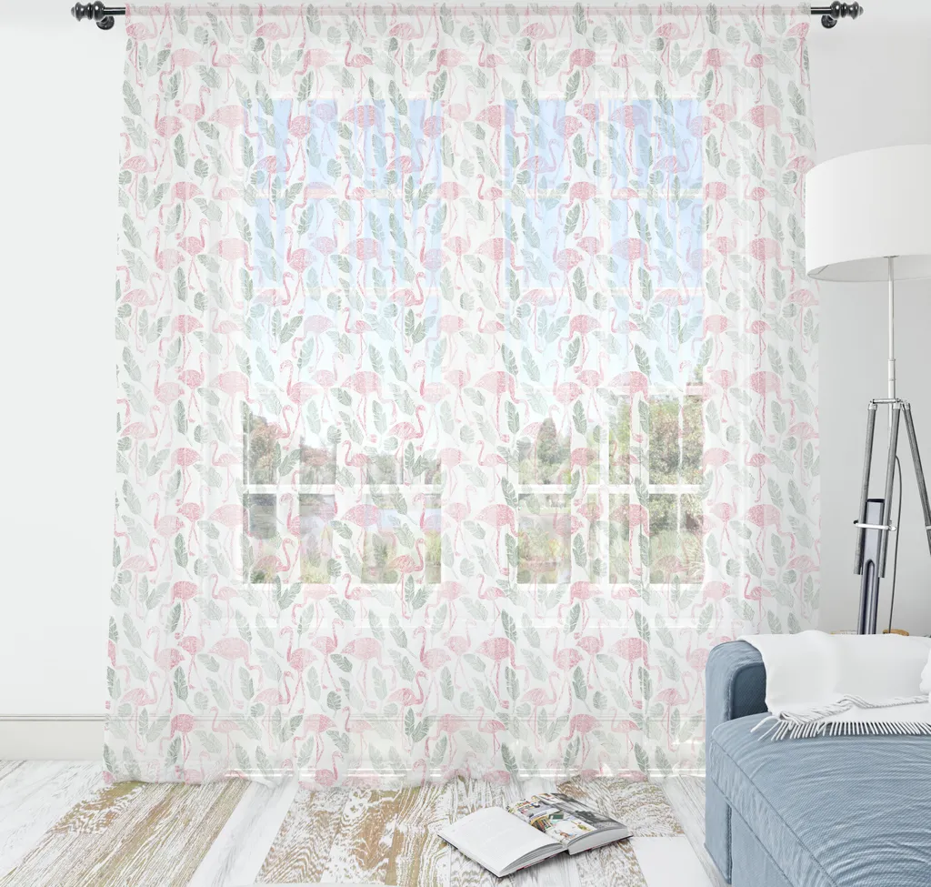 Tapisserie ABAKUHAUS Flamingo Satin Vert Paon et Rose 160 x 274 cm