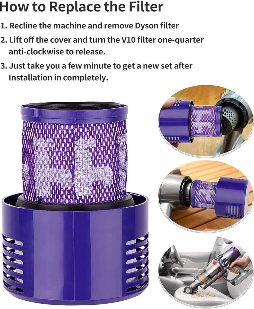 INF 2er-Pack Nachfilter für Dyson V10 / SV12 Staubsauger Produktbild 3