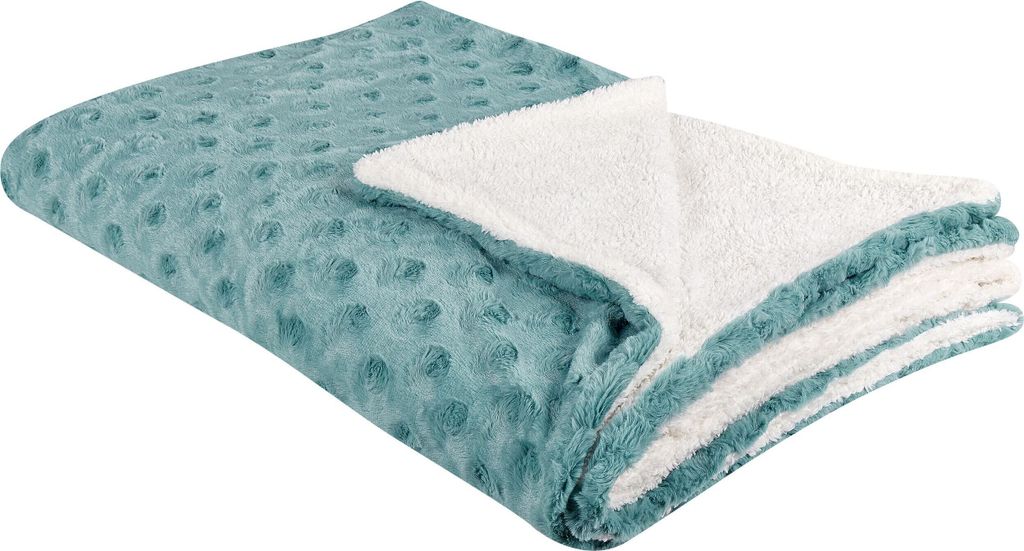 BELIANI Kuscheldecke Hellgrün / Weiß Polyester 150 x 200 cm Modern Schlafzimmer Wohnzimmer Accessoire Deko Überwurf Wohndecke Sofadecke Tagesdecke