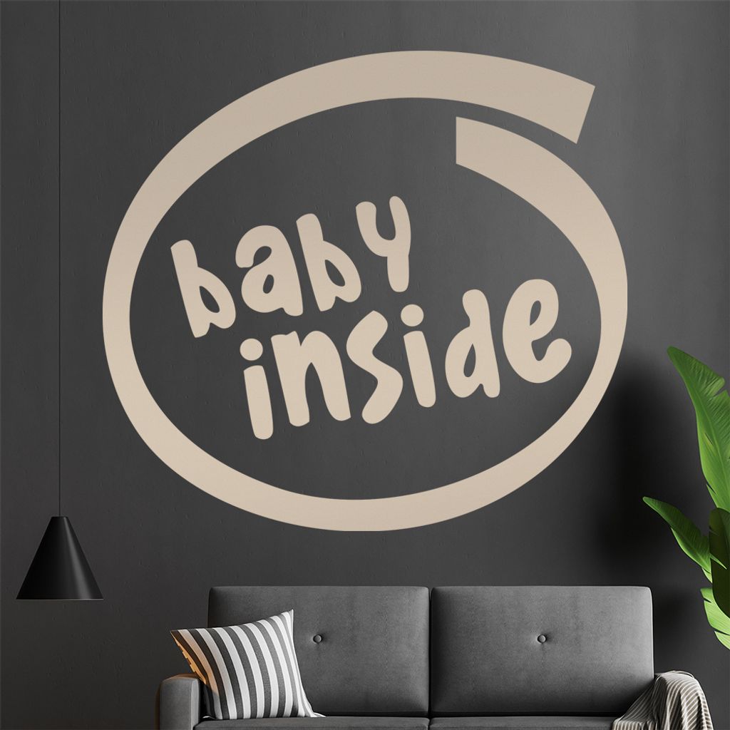 baby inside Wandtattoo in 6 Größen - Wandaufkleber Wall Sticker - Dekoration, Küche, Wohnzimmer, Schlafzimmer, Badezimmer