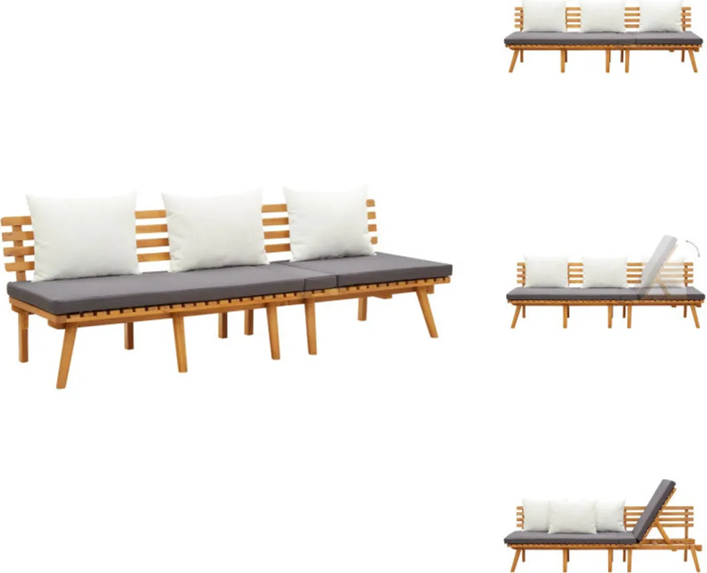 Lit de jardin durable en bois d'acacia 200x65 cm - Fini les transats fragiles