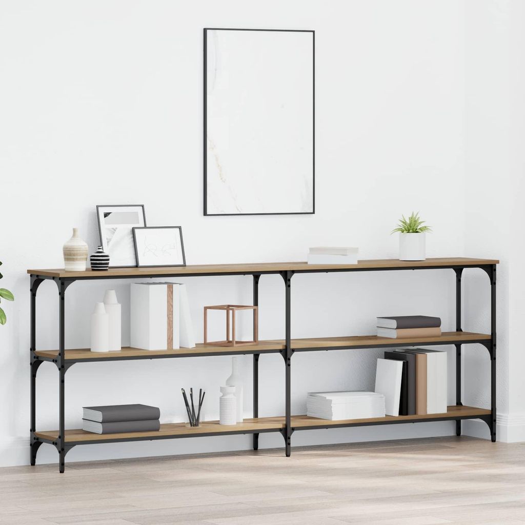 vidaXL Console tafel, ambachtelijk eikenhout, 200 x 29 x 75 Productafbeelding 