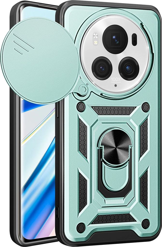 Hülle für Honor Magic5 Pro Magnetische Ring Ständer Halter Dia Kameraschutz TPU Bumper Silikon Schutzhülle Grün