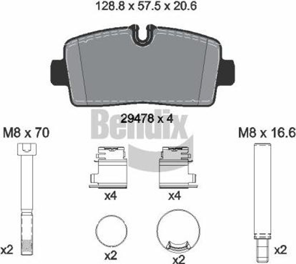 BENDIX Braking BPD2521 Bremsbelagsatz, Scheibenbremse OE 42579529 kompatibel mit Daily