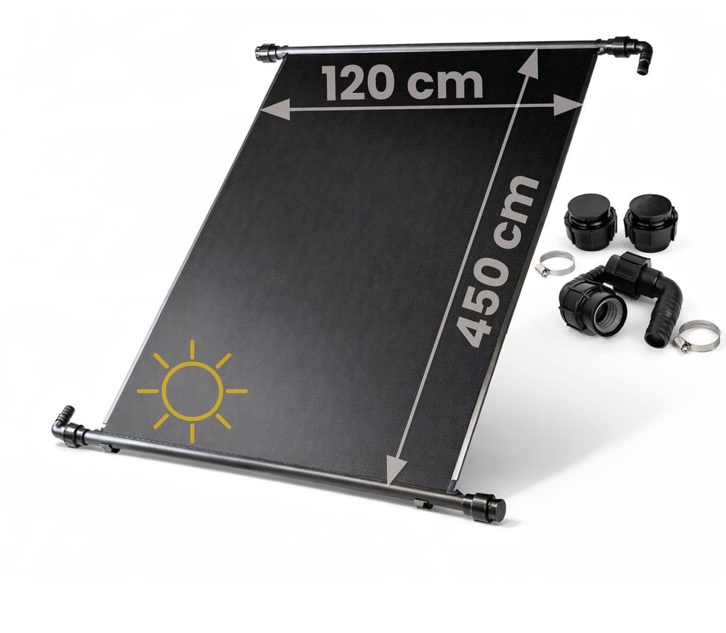 HAF Solarkollektor Poolheizung (1x 450x120cm) – Sonnenenergie für Gartenpool, Heizmatte um 30m³ Wasser mit Solar 6°C zu erwärmen (Ohne Solarw...