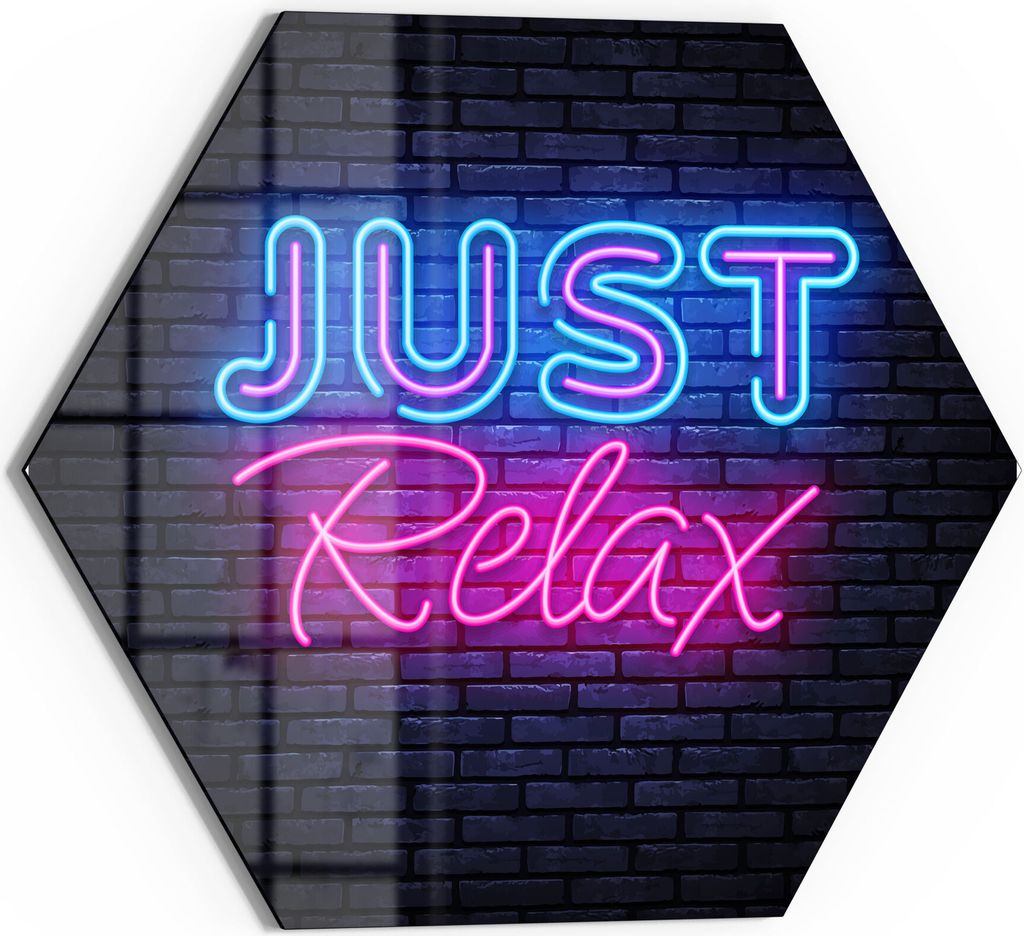 DEQORI Magnettafel Glas 40x35 cm 6-eckig 'Spruch im Neon-Design' beschreibbar Whiteboard