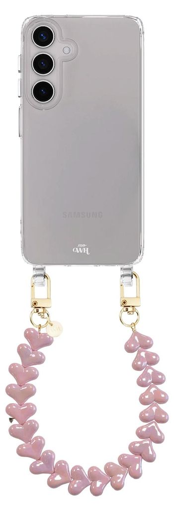 Funky Hearts Pink Metallic Transparant Cord Hülle - Kompatibel mit Samsung Galaxy S23 Plus