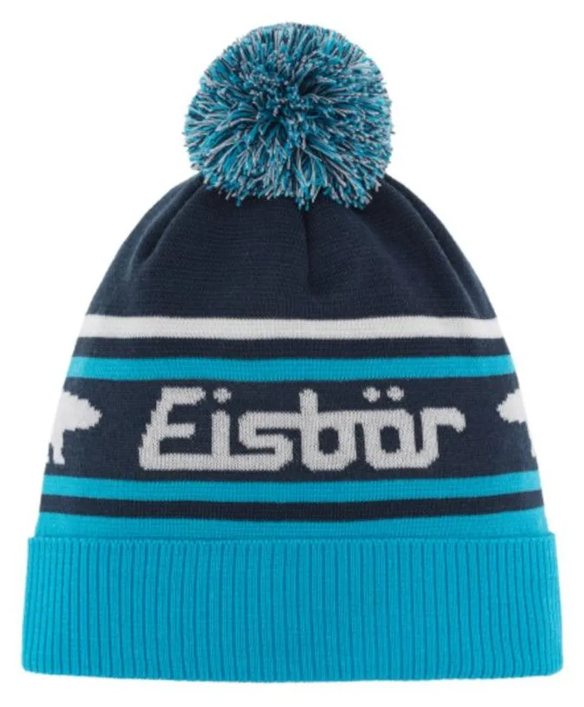 Bonnet de ski chaud à pompon Eisbär Chani OS - Bonnet bleu pour l'hiver