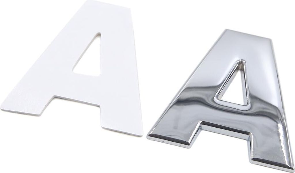Silberfarbener Metall-A-Buchstaben-Alphabet-Aufkleber, Emblem Abzeichen, Aufkleber für Auto