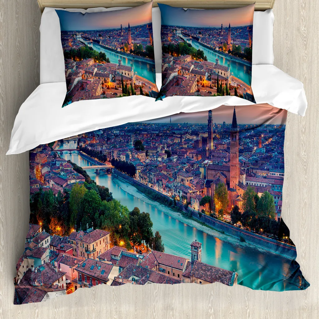 Copripiumino 200x200 ABAKUHAUS Verona Italia Blue Hour - Set 3 Pezzi