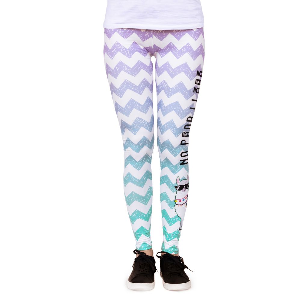 cosey - Bedruckte Lama-Leggins (Einheitsgröße) - Design No Prob-Lama