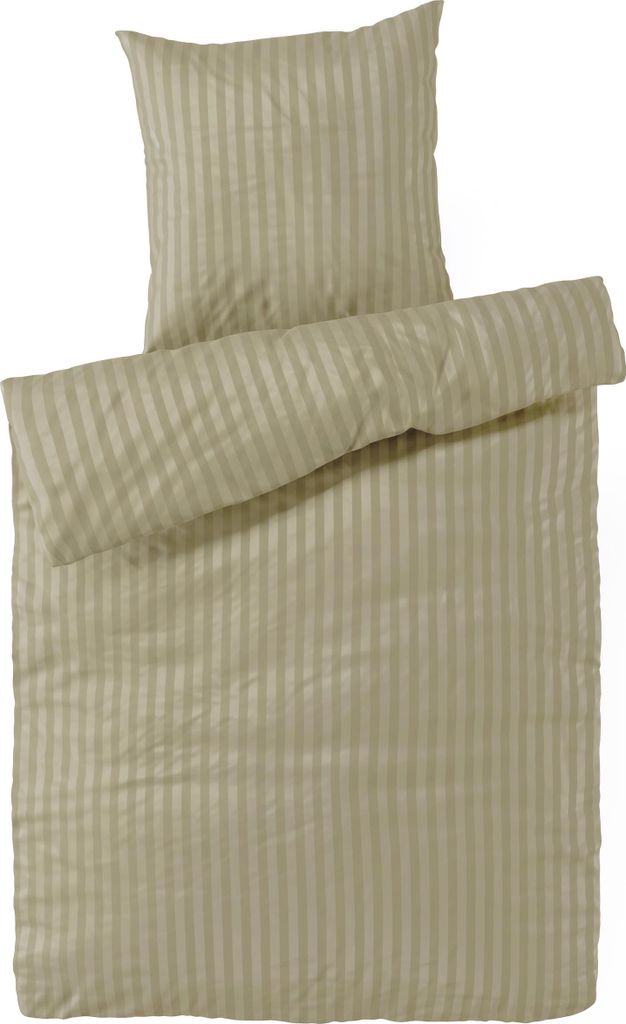 Damast Bettwäsche 135x200 Schlamm gestreift Bettbezug 135 x 200 Streifen 100% Baumwolle