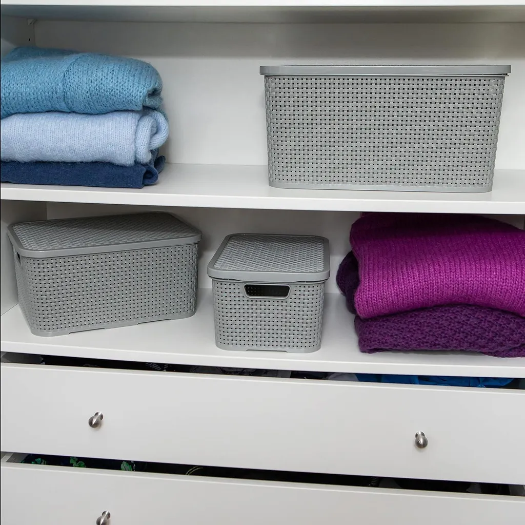 Boîte de Rangement Plastique avec Couvercle 19 Litres Rouge et Gris L