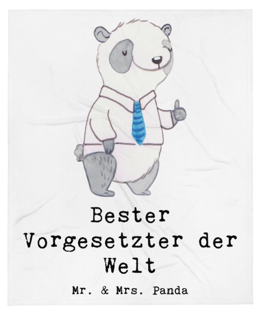 Mr. & Mrs. Panda Plaid Panda Bester Vorgesetzter der Welt - Weiß - Geschenk, Boss, Geschenkidee, Bettdecke, Arbeit, Leiter, Kuscheldecke, Tagesdec...