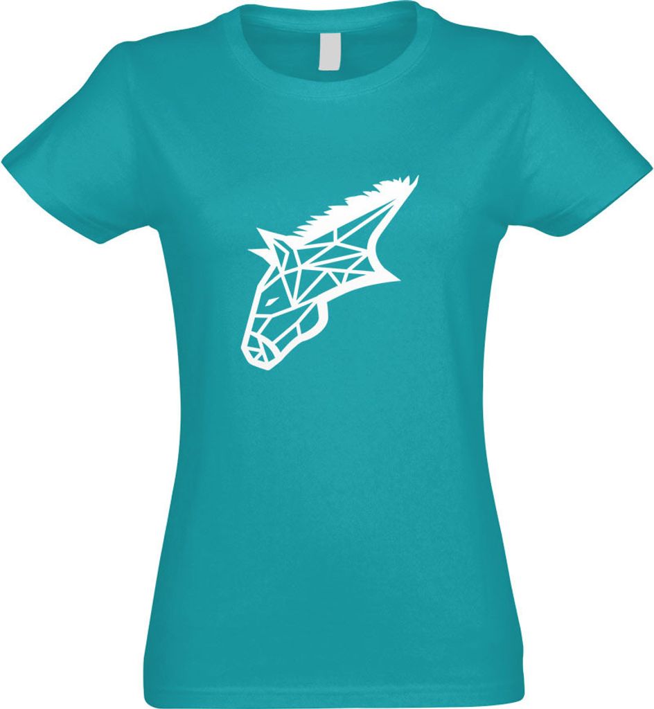 Kiwistar - T-Shirt tailliert - Damen - türkis - Esel Pferd Polygon - mit Motiv Bedruckt - Funshirt Design - Sport - Freizeit - Damen - XXL