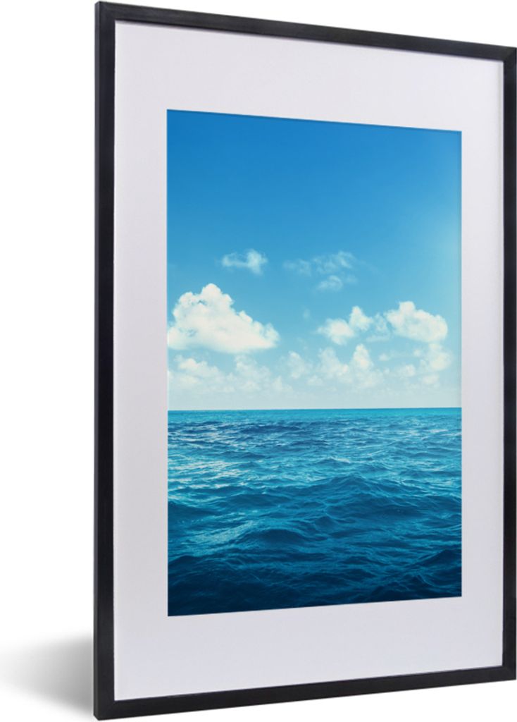 MuchoWow Gerahmtes Poster Meer - Himmel - Sonne 40x60 cm - Poster mit Schwarzem Bilderrahmen Wandposter Rahmen Foto Bilder - Poster in Rahmen