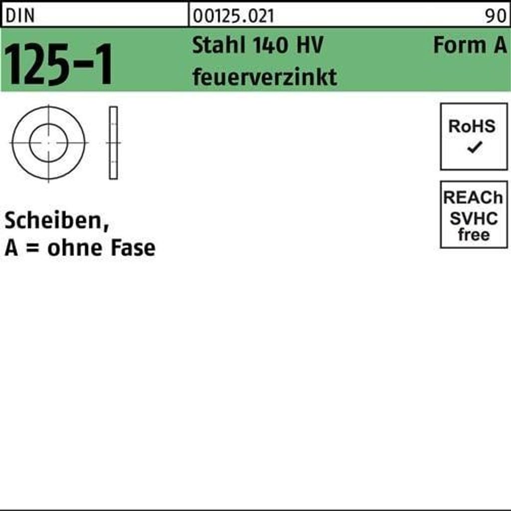 Reyher Scheiben DIN 125 St. 140 HV A 13 tZn (100 Stück)