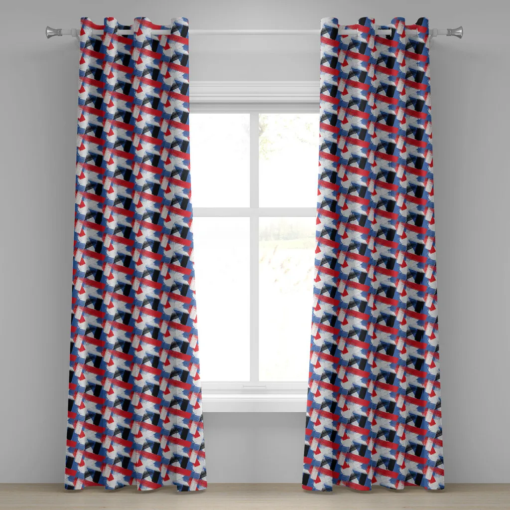 Rideau décoratif pour salon 2 panneaux 280x245 cm violet bleu blanc
