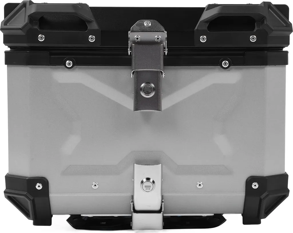 Coffre de Rangement Arrière Moto 45L Argenté avec Dossier Passager