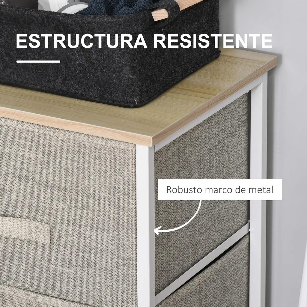 Commode légère en tissu gris clair avec structure acier modulable - 5