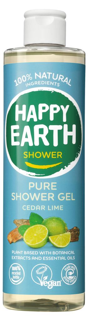 Happy Earth 100% Natural Douchegel - Cedar Lime 300 ml Produktbild 