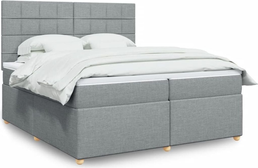 Maison Exclusive - Boxspringbett mit Matratze Hellgrau 200x200 cm Stoff