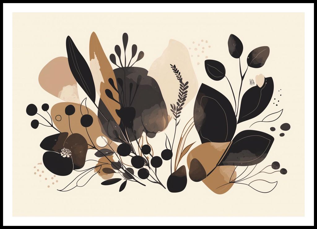 Plakat 100x70cm Flora in Erdtönen
