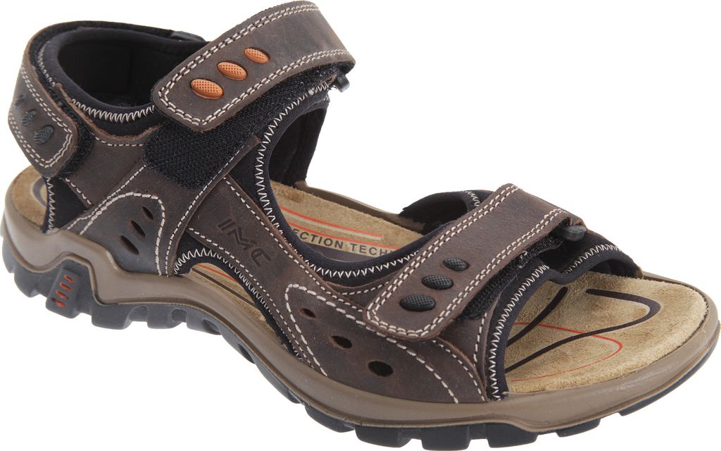 IMAC Herren 3 Touch Delux Sport Sandalen Leder DF602 (42 EU) (Braun)