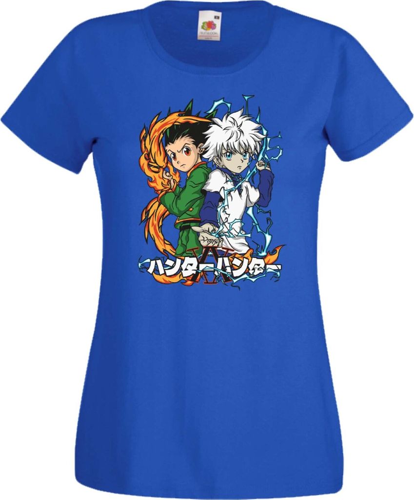 Damen T-Shirt Anime Manga Hunter manga X anime Hunter Gon Freecss Freecss, Lady 2XL / Blau