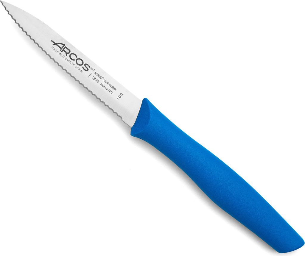 Messer Mondador Arcos Nova 188613 Edelstahl Nitrum und Polypropylen mango, blau 10 cm Klinge im Displaykarton