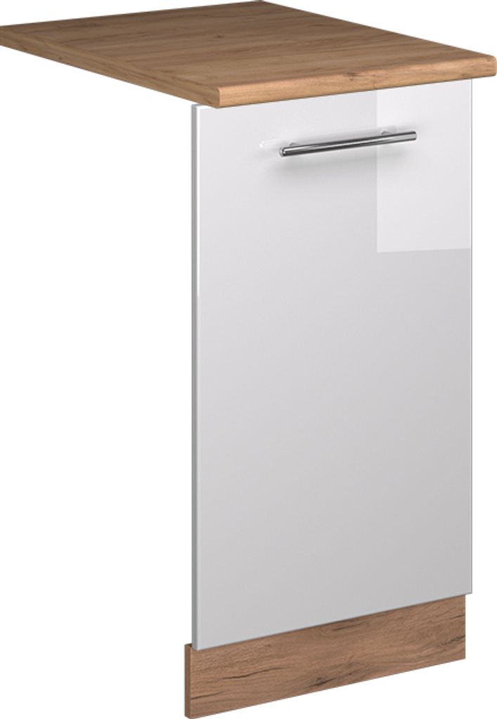 Vicco Geschirrspülblende Fame-Line, 45 cm , AP Eiche, Weiß Hochglanz/Goldkraft Eiche