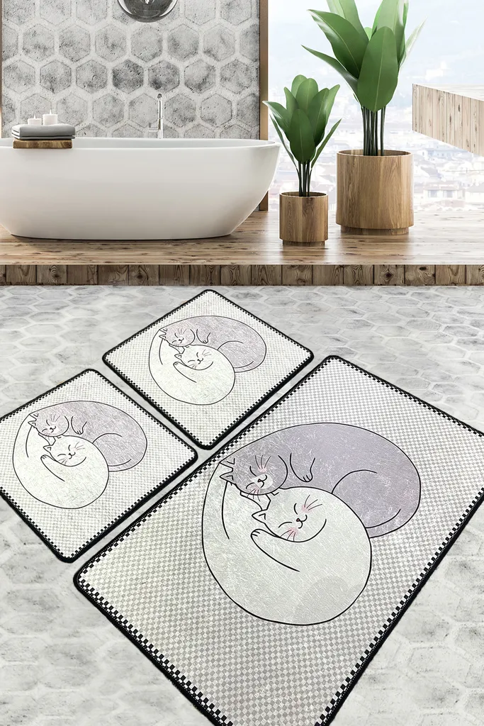 Tappetino Bagno Mijolnir Katt CHL5179 Multicolore 700g Velluto 100%