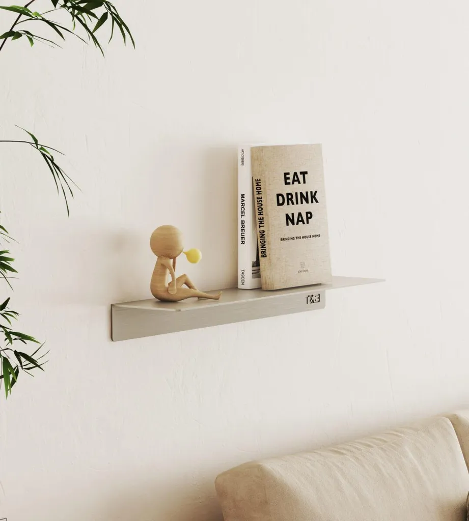 Étagère murale en verre trempé 40 cm sable mat - Support déco moderne